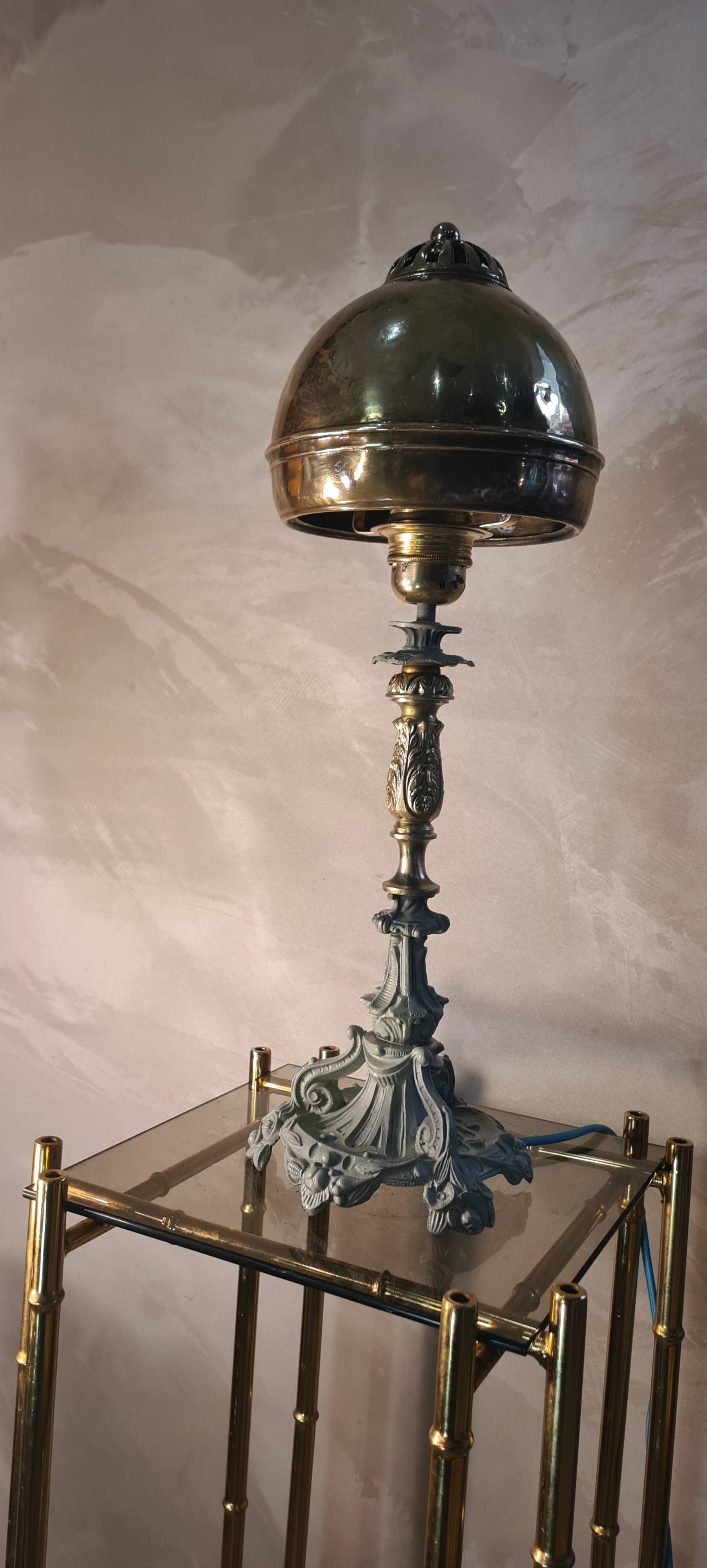 lamp, modernism, bronze, brass, metal, art nouveau 47x15 elec ok