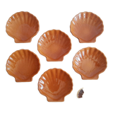 Set of 6 glazed scallop shell ramekins Emile Henry France