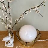 Globe table lamp with vintage opaline and mother-of-pearl shade