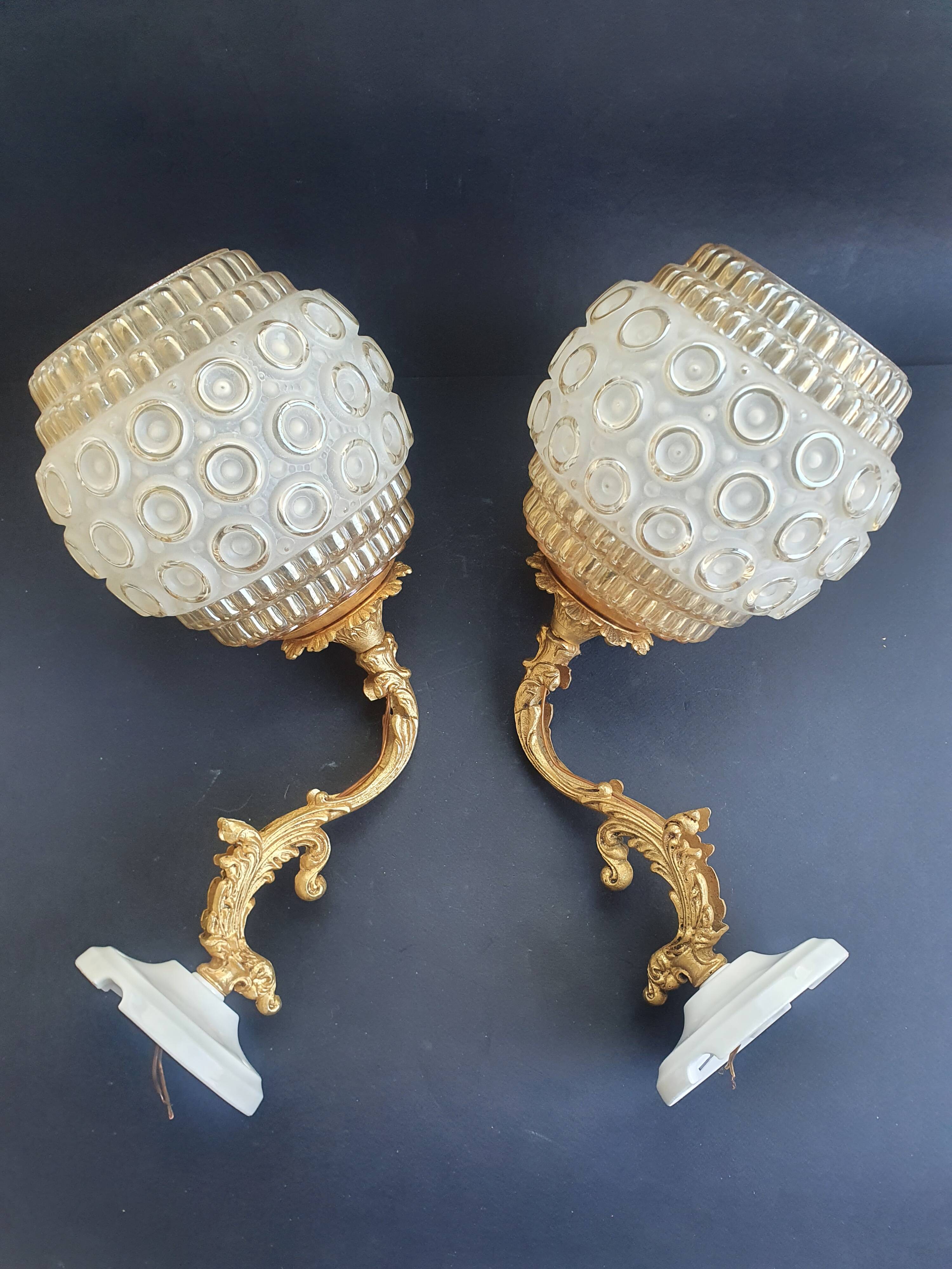 Large vintage wall sconces pair