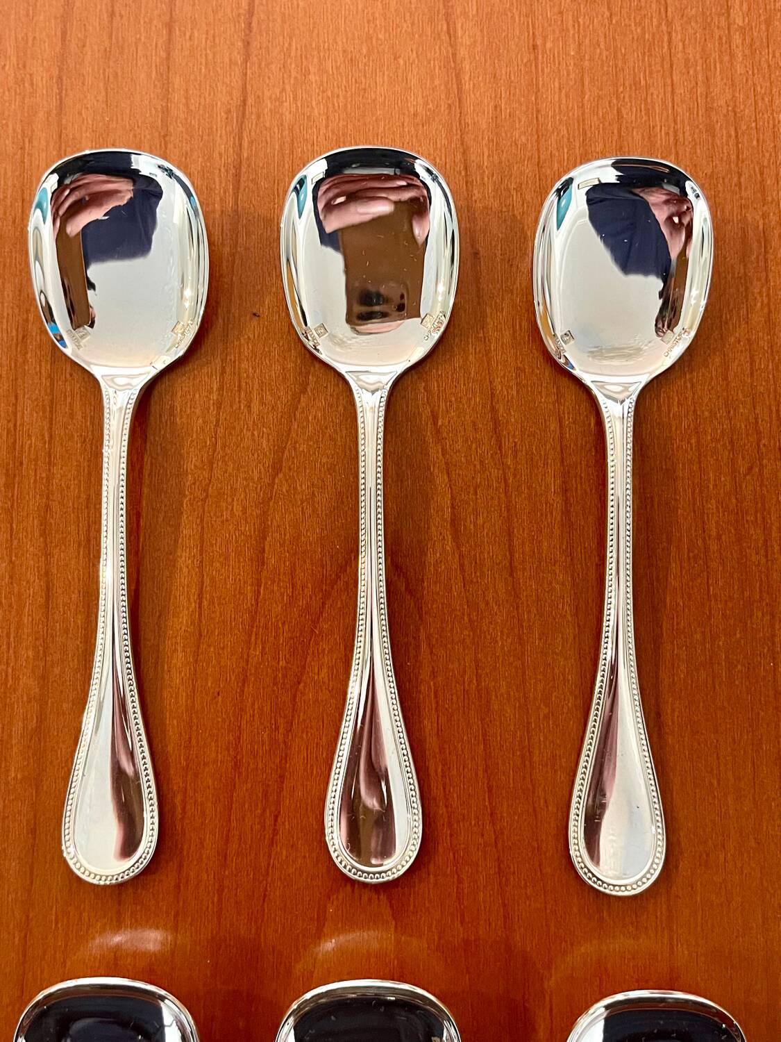 Christofle pearls, 6 ice cream spoons, sorbet, new condition