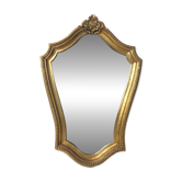 Miroir ancien style Louis XV Cadre bois doré sculpté perlé vintage