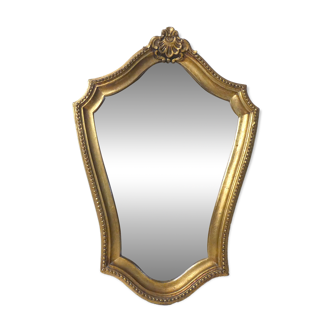 Antique Louis XV style mirror, vintage carved gilded wooden frame with pearls