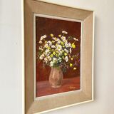 Framed floral oil painting