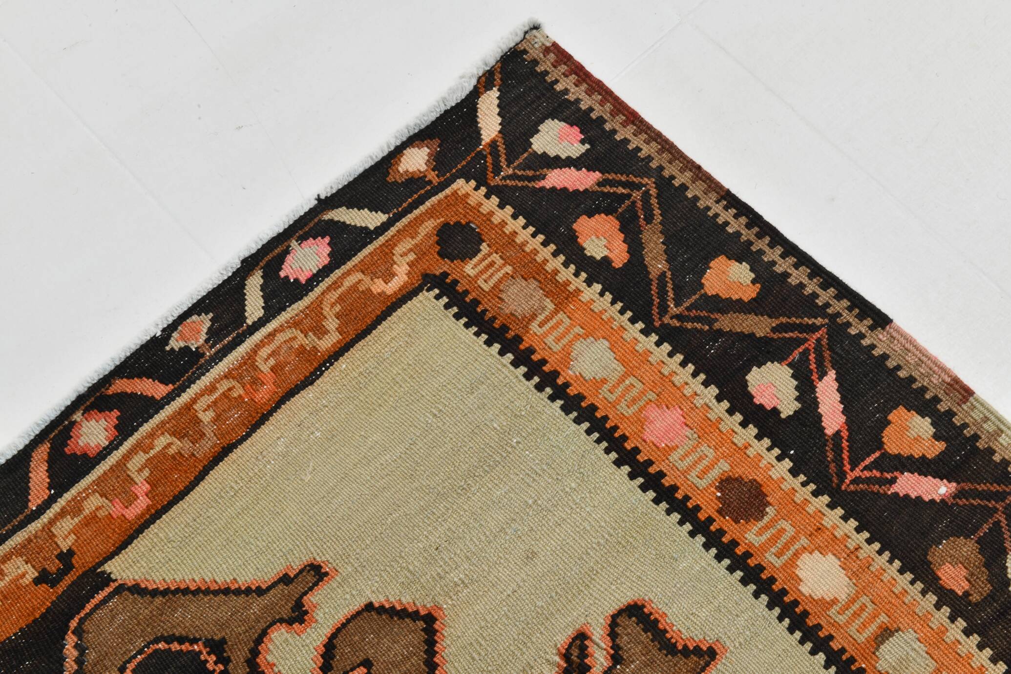 6x12 Handmade Wool Kilim Area Rug, 185x365Cm