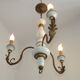 Vintage French 3-Light Chandelier White Wood & Bronzed Effect Metal