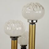 Mid-Century Murano Glass Floor Lamp in Wood and Metal with 3 Light Points