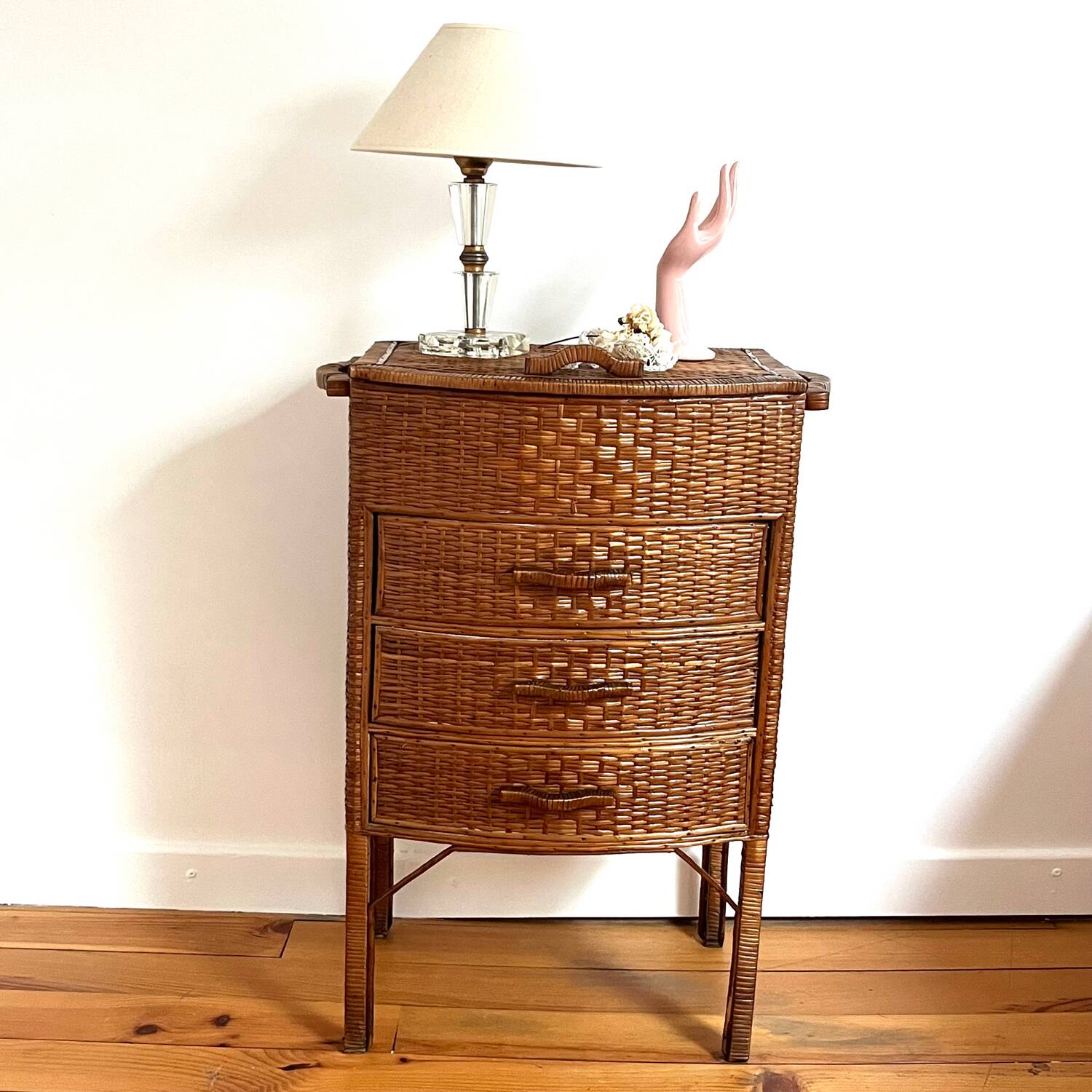 Rattan storage unit, 1950s