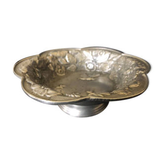 Pewter cup with floral and butterfly work from the 1950s