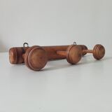 Antique folk art wall coat rack from the 50s