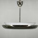 1930s Bauhaus UFO Chrome and Glass Pendant Light, Czechoslovakia
