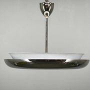 1930s Bauhaus UFO Chrome and Glass Pendant Light, Czechoslovakia