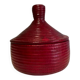 Red leather and wicker Tuareg basket