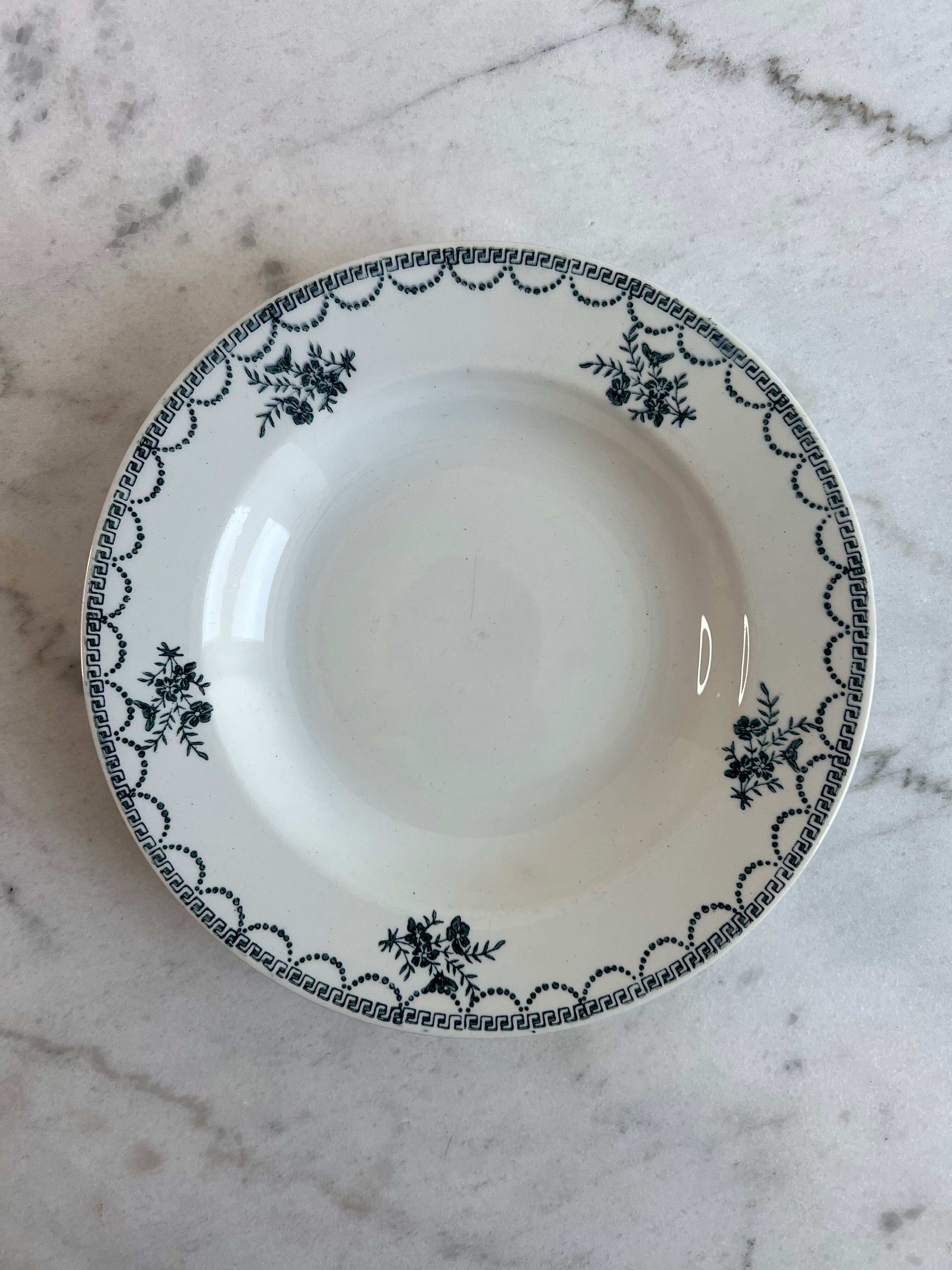 Set of 6 antique deep plates — Céranord pottery, model