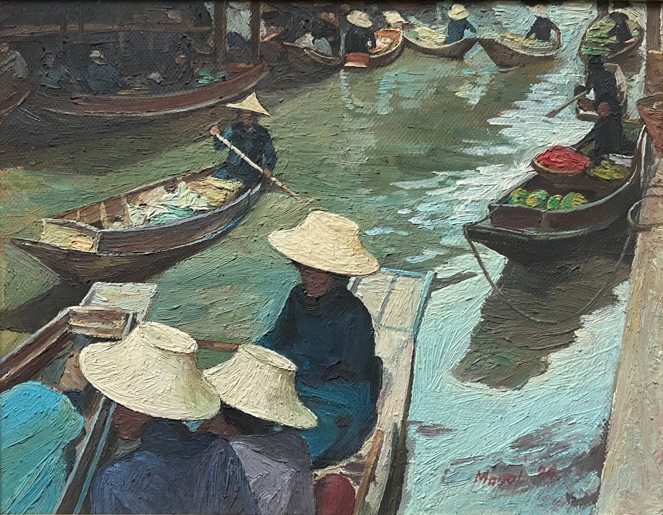 Tableau HSP "Paysage du Vietnam" signé J. Mamo 1984