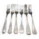 6 mismatched old silver metal forks for a chic table