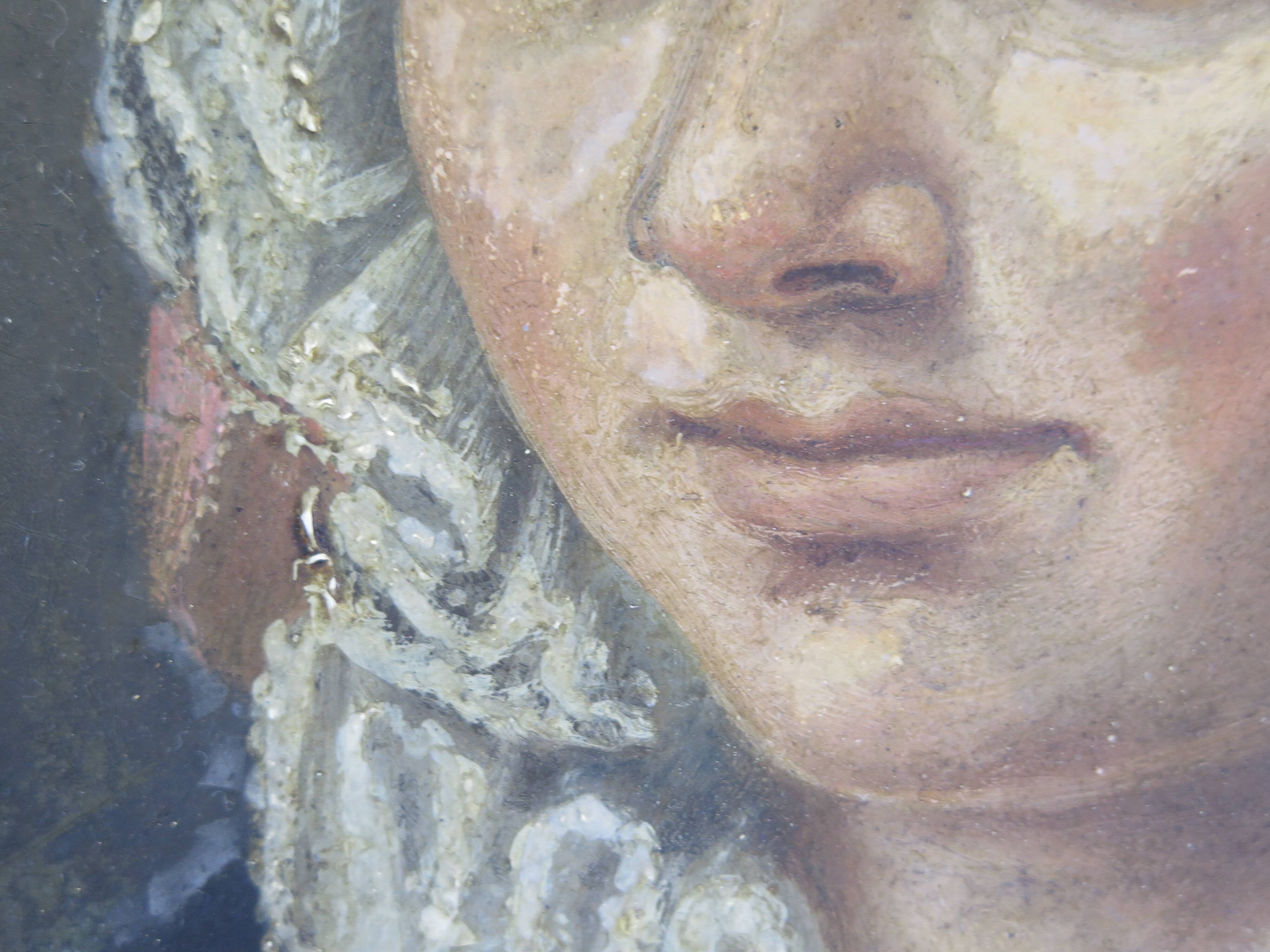 Antique 19th Century Portrait of a Woman French Flemish School Oil Painting