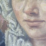 Antique 19th Century Portrait of a Woman French Flemish School Oil Painting