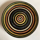 Plat XL centre de table en terre cuite vernissée céramique 1950