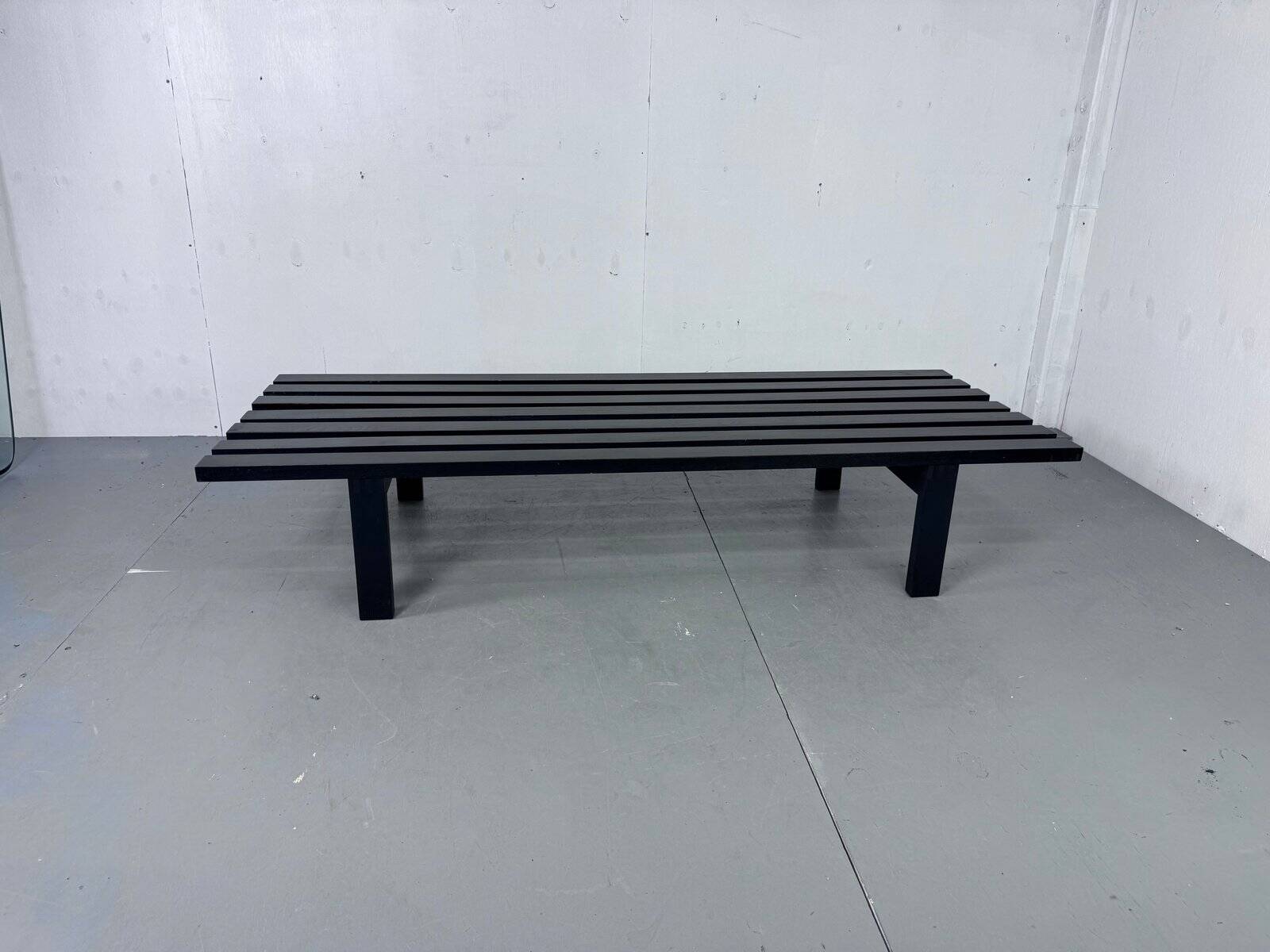 Mid-century modern Japandi black slat bench coffee table by Martin Visser for 't Spectrum, 1960s