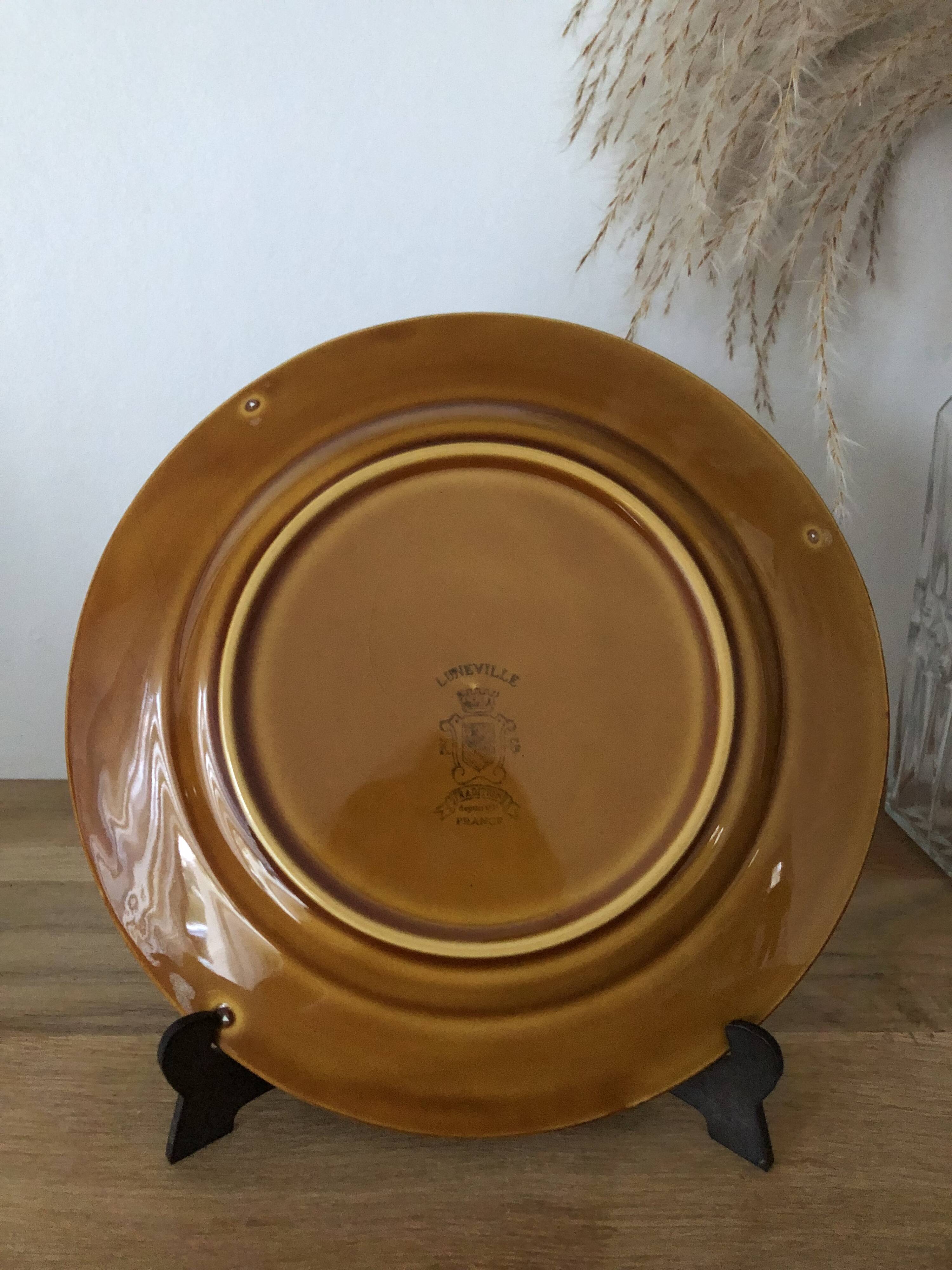 Vintage set of 11 brown dessert plates Lunéville
