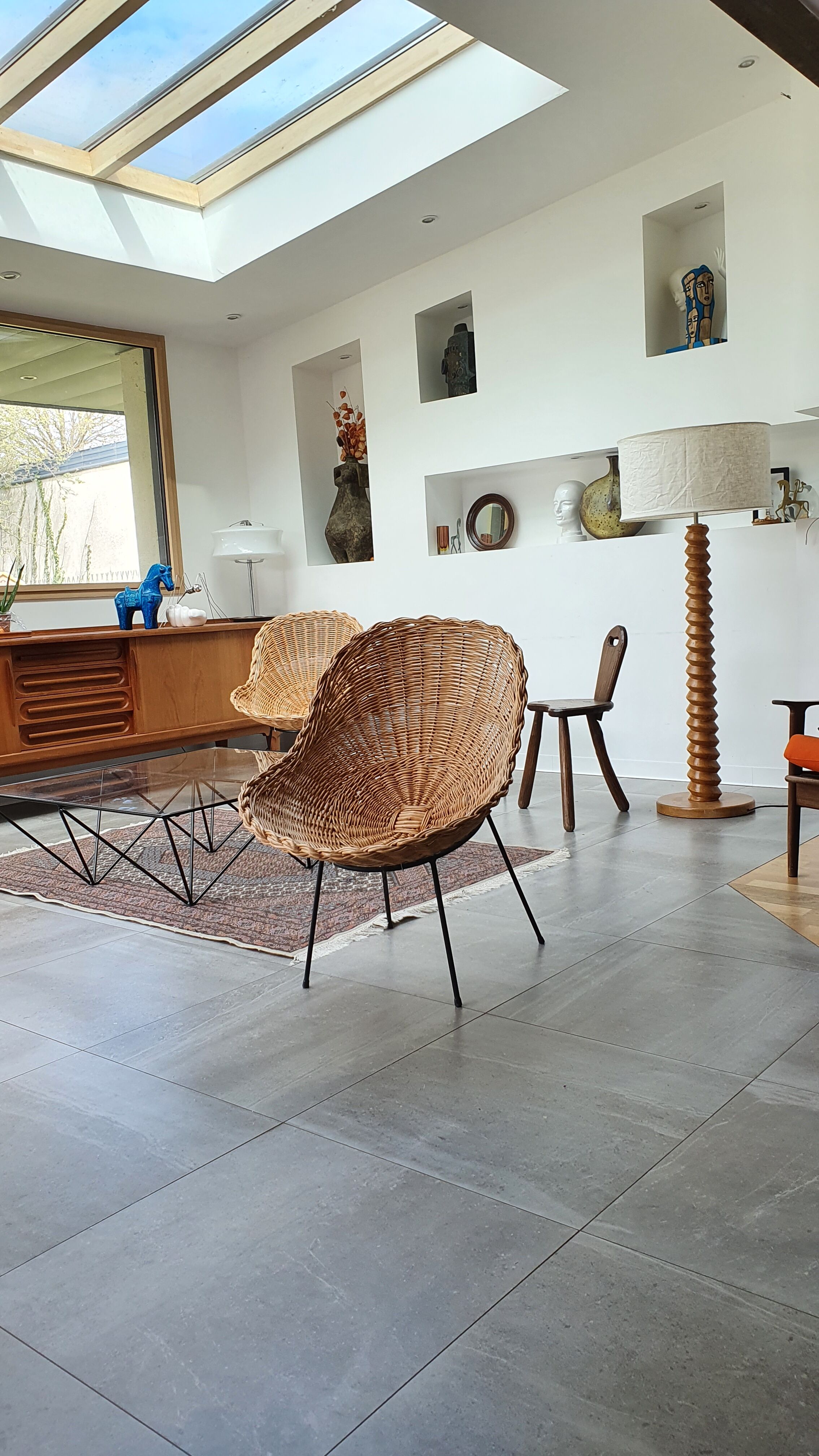 Pair of rattan basket chairs