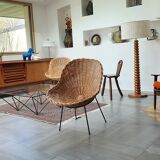 Paire de fauteuils corbeilles en rotin