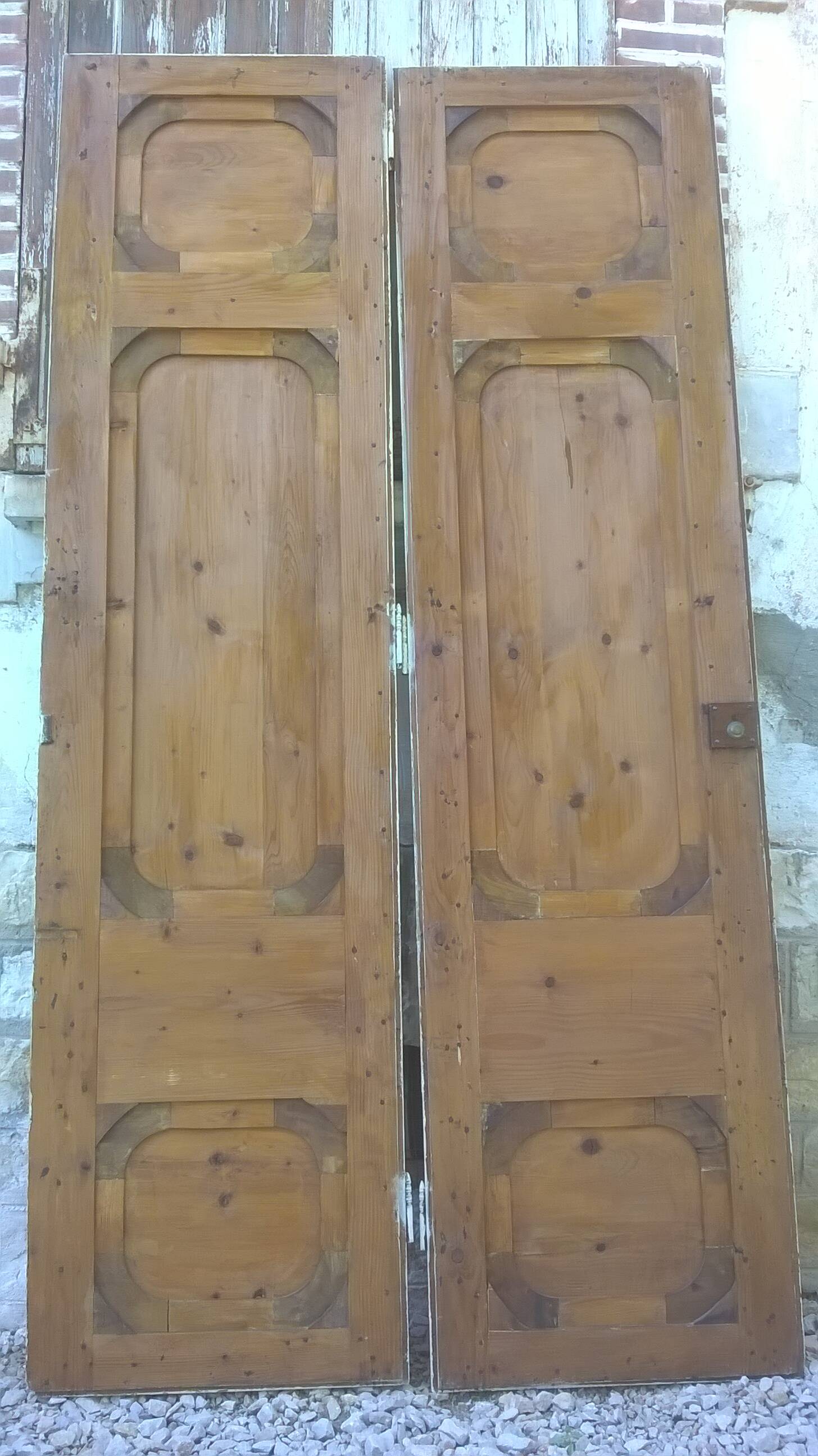 Set of large double old molded cupboard doors