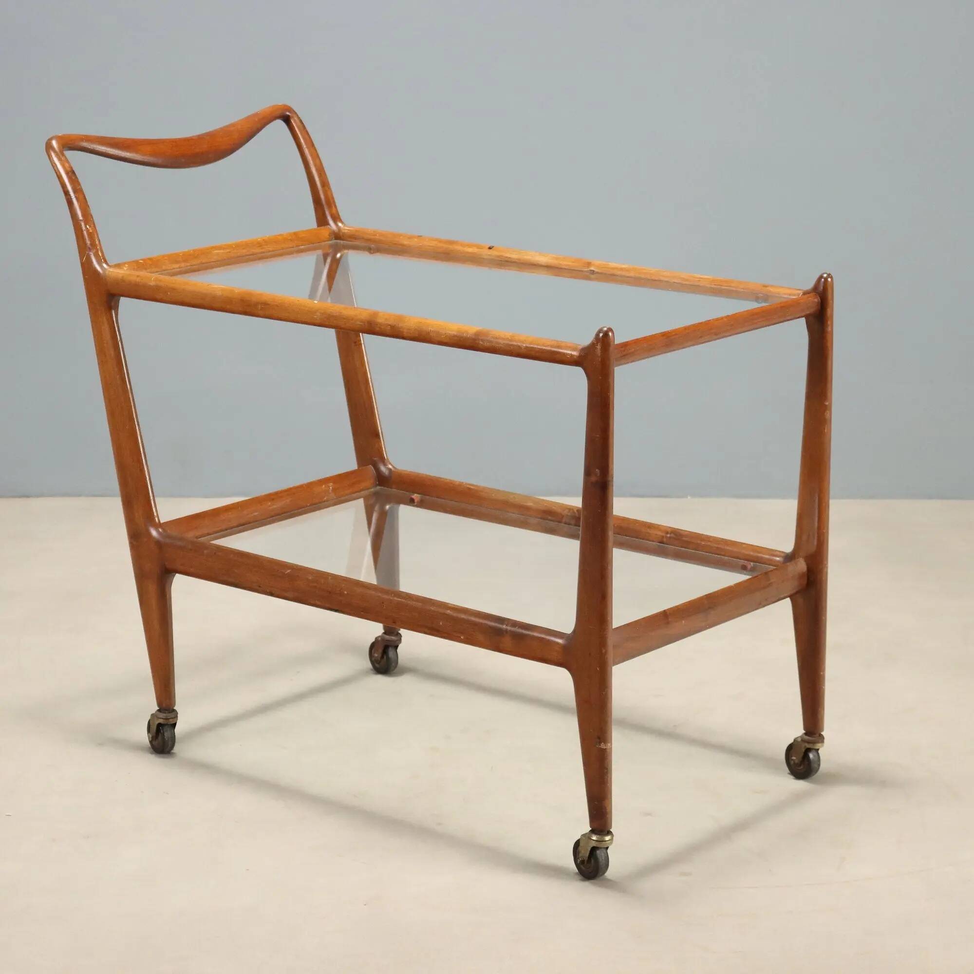 Vintage kitchen sideboard in beech and glass, design, Italy, 1950s