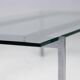 Architectural rectangular coffee table in steel and glass.