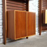 1950s Italian mid-century teak floor-to-ceiling wall unit