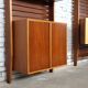 1950s Italian mid-century teak floor-to-ceiling wall unit
