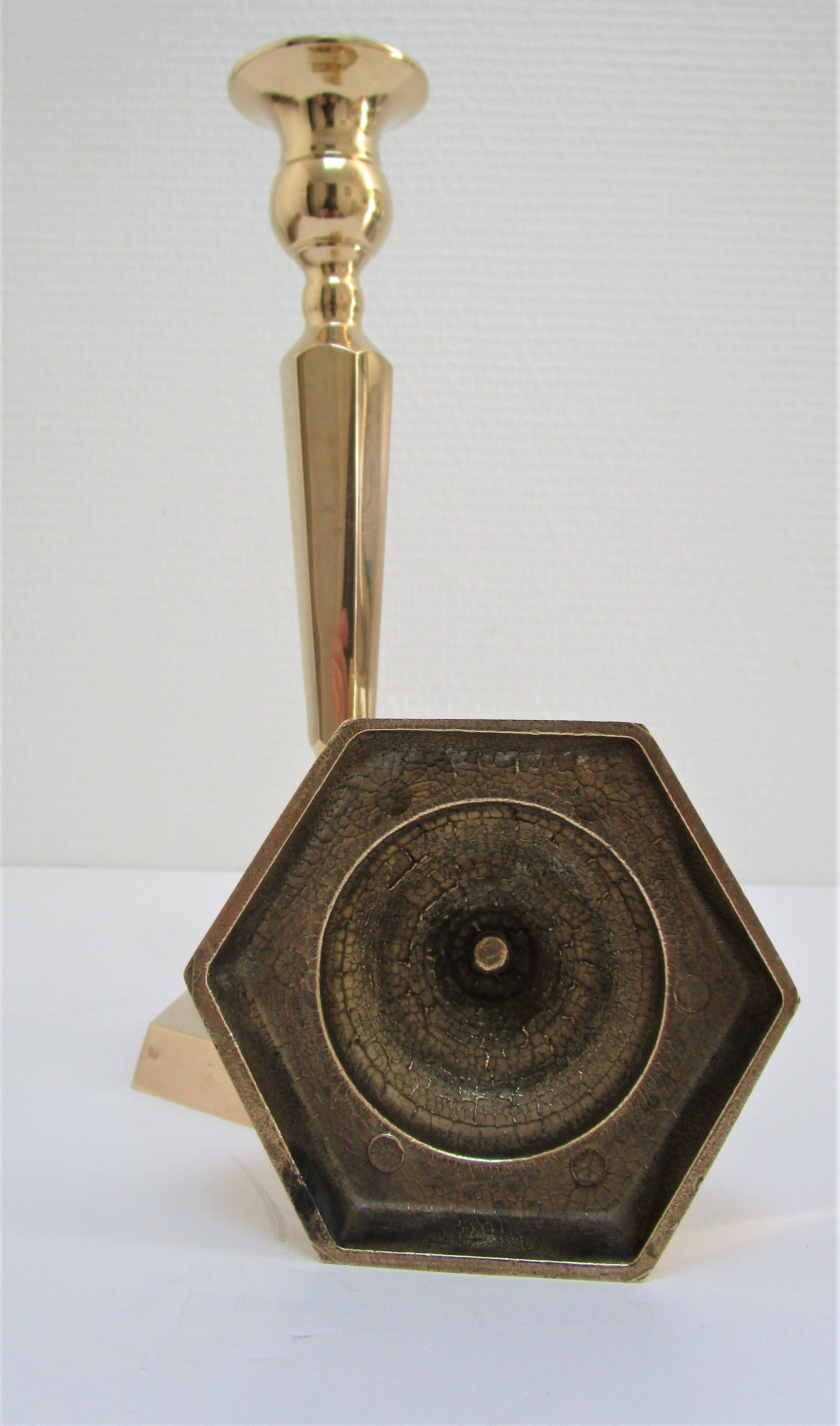 Pair of solid brass candle holders neo classic vintage style