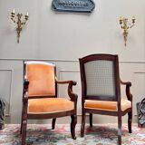 Pair of Solid Mahogany Armchairs from the 19th Century Restoration Period