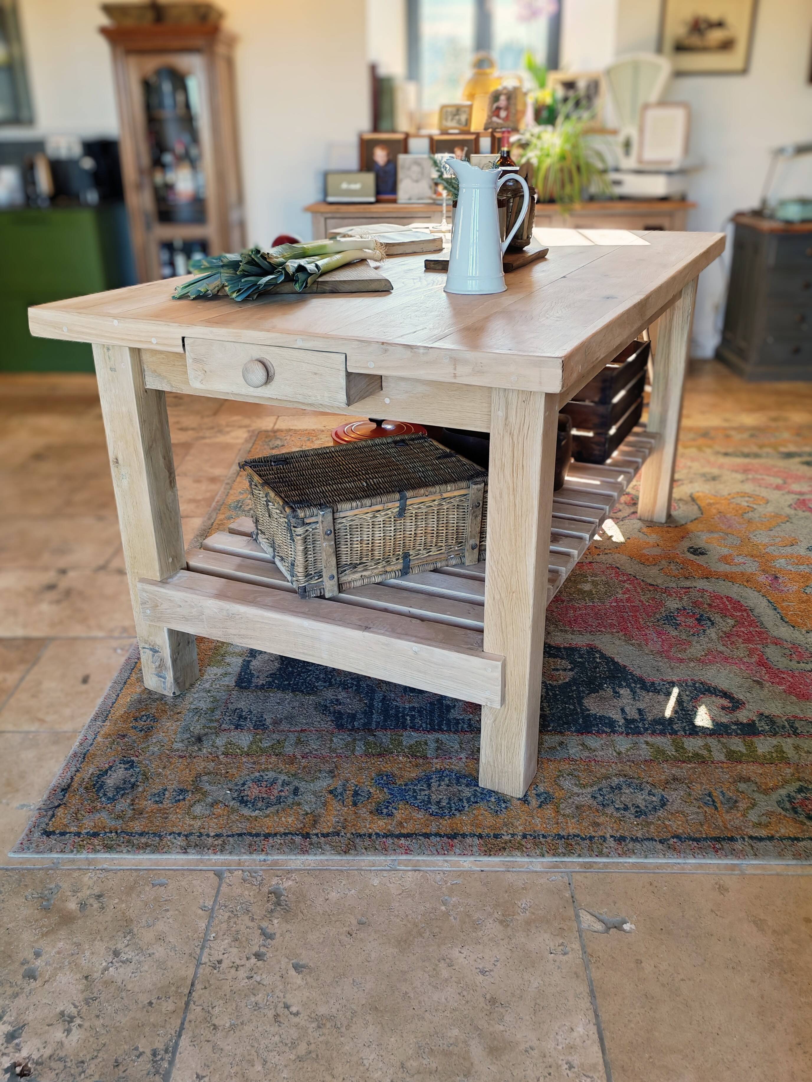 XXL solid oak kitchen island/worktop 180 x 105
