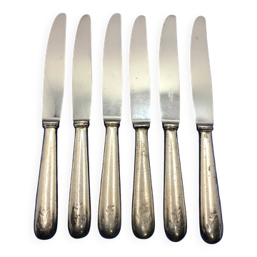Lot de 6 petits couteaux de la Marine en métal argenté Ercuis