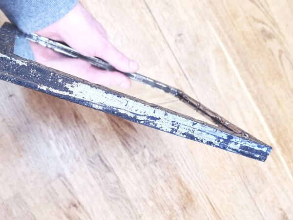 Petit miroir en bois sculpté Art déco, Argenté à la feuille.