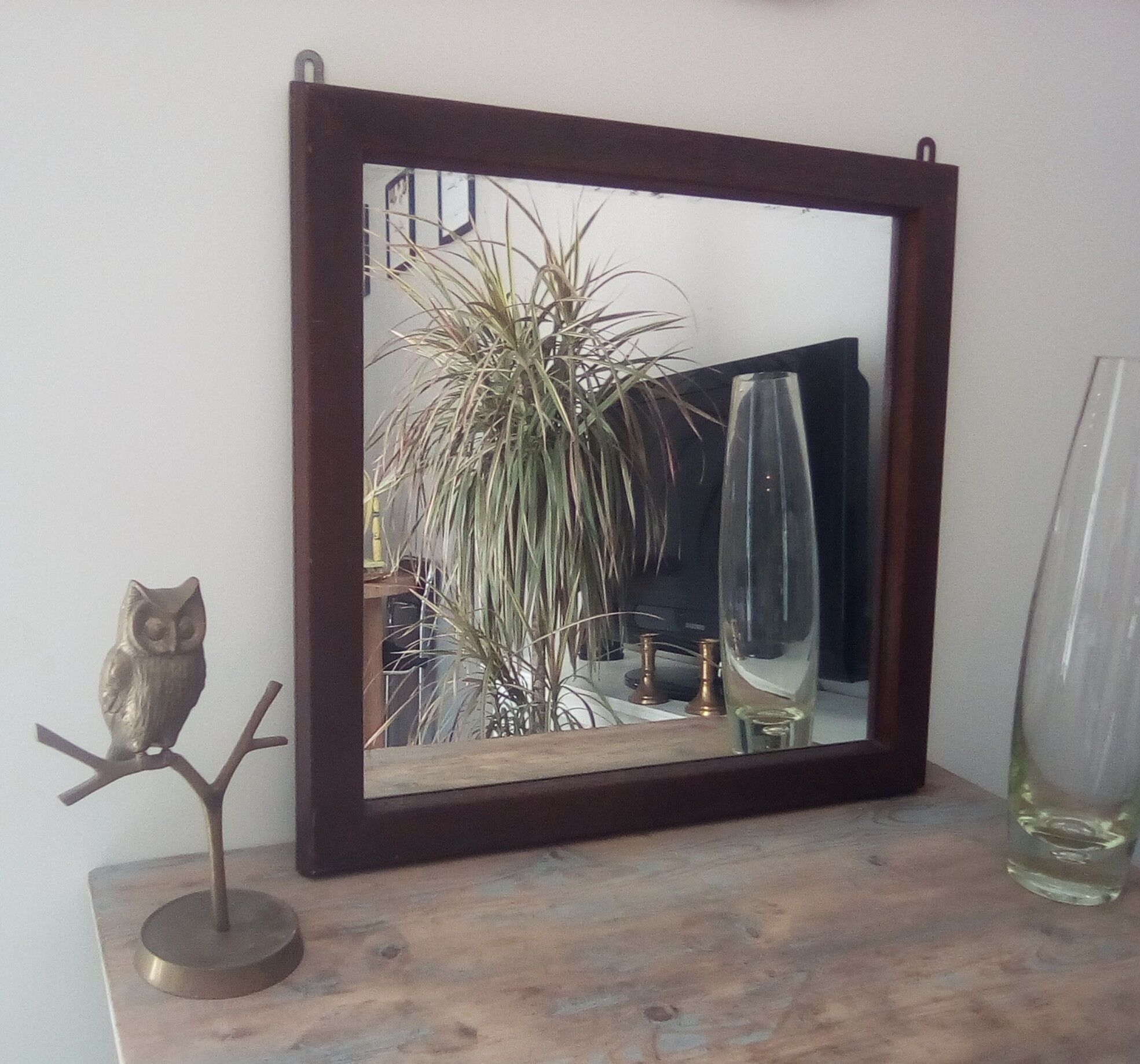 Scandinavian mirror 57-57 50s in solid teak