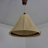 Teak and sisal ceiling lamp from Temde, 1960s