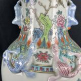 China, polychrome porcelain vase with relief decoration, 20th century