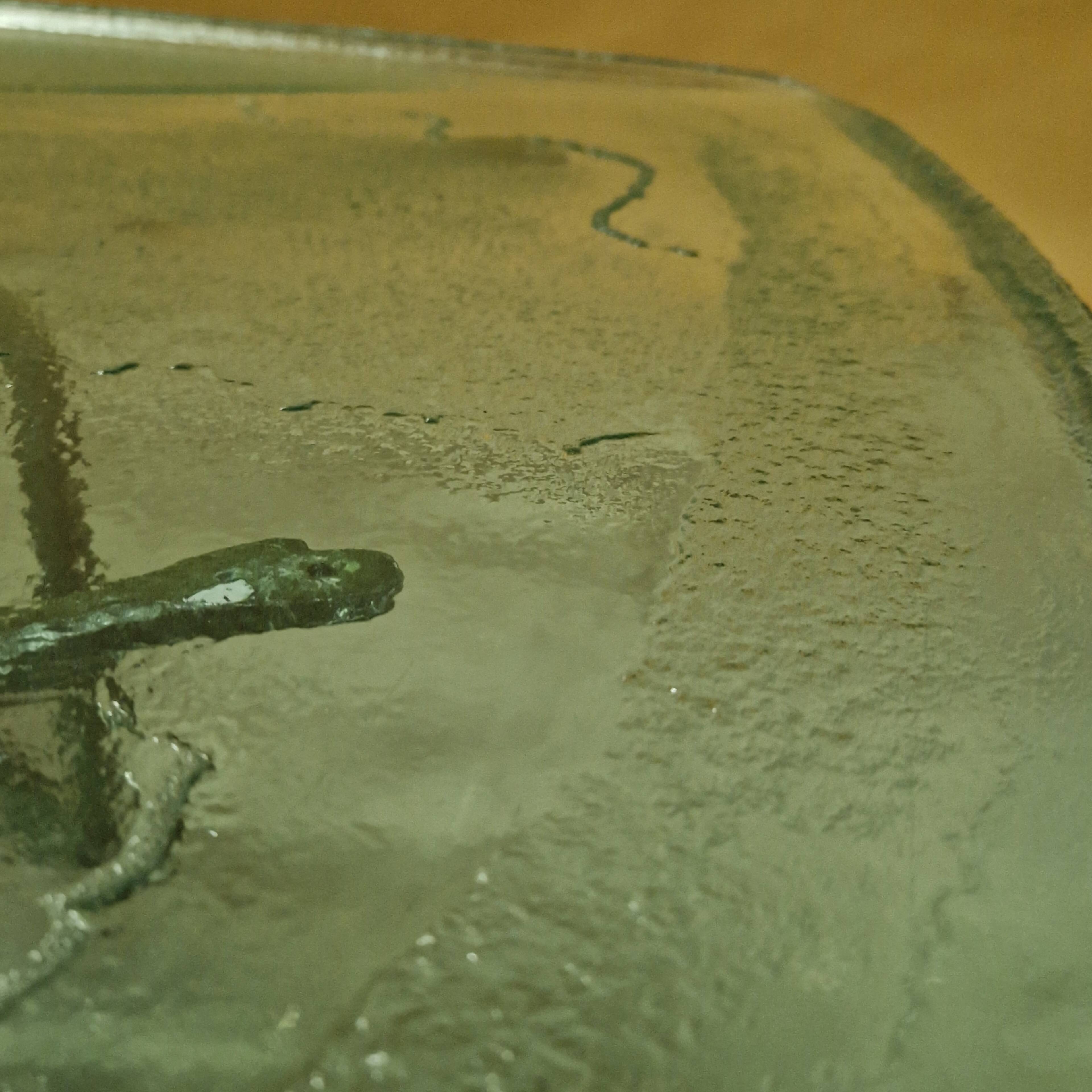 Abstract wrought iron and ice glass coffee table, Germany 1970s