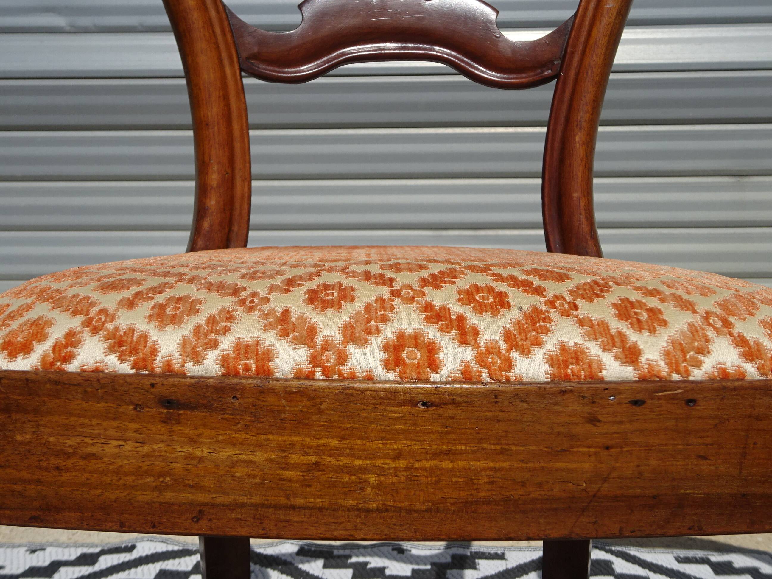 Antique Louis Philippe style chairs in walnut and velvet