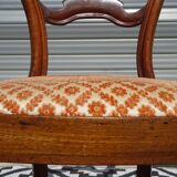 Antique Louis Philippe style chairs in walnut and velvet
