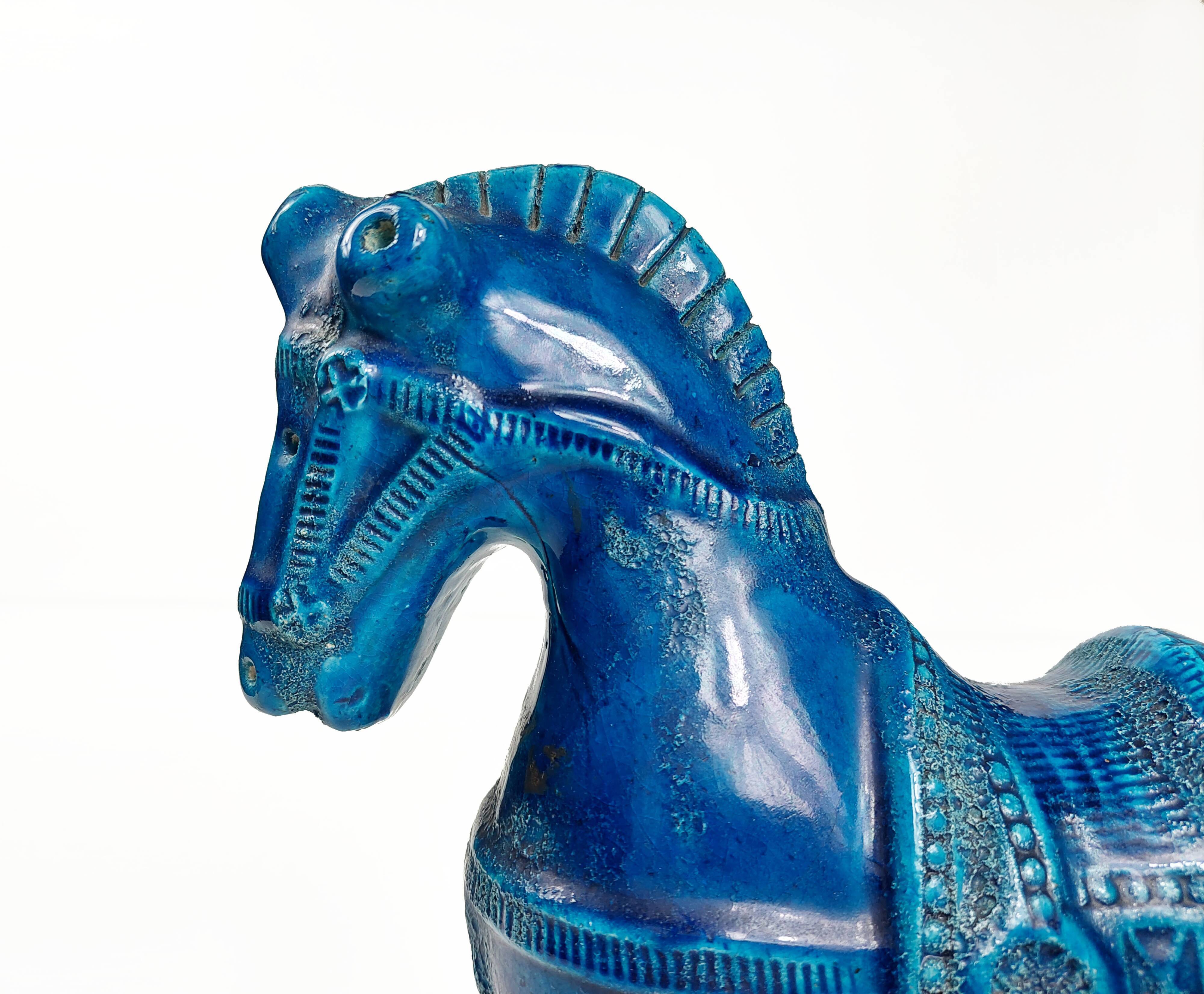 Cheval en céramique en Rimini blue par Aldo Londi