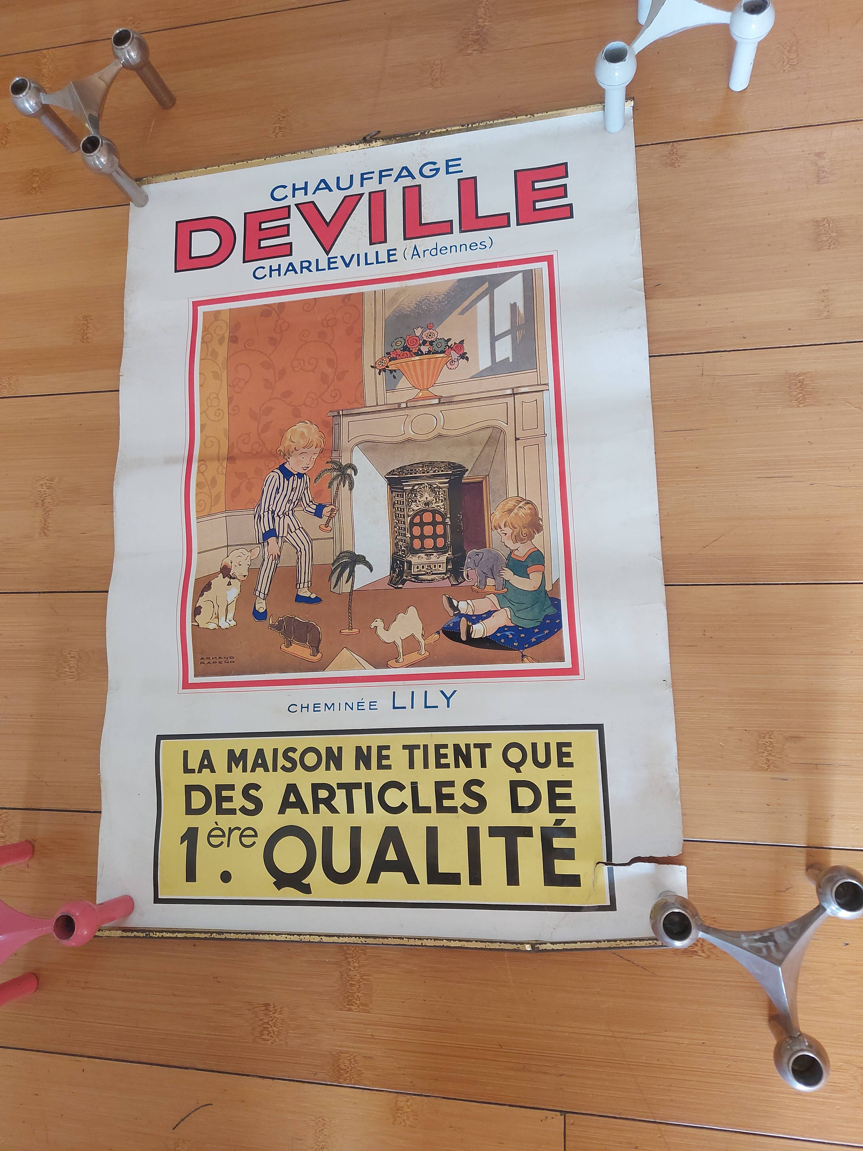 Lithographed poster heating Deville