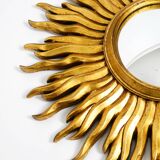 Mid Century Sunburst Kovex wall mirror made of wood and resin - gold plated