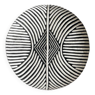 Bouclier ovale  Zulu| Bamiléké L en bois- Décoration murale africaine