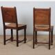 Pair of rush-seated solid wood chairs, French work, 1940.