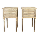 patinated bedside tables