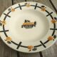 Set of 2 ceramic soup plates décor basket apricots signed Badonviller
